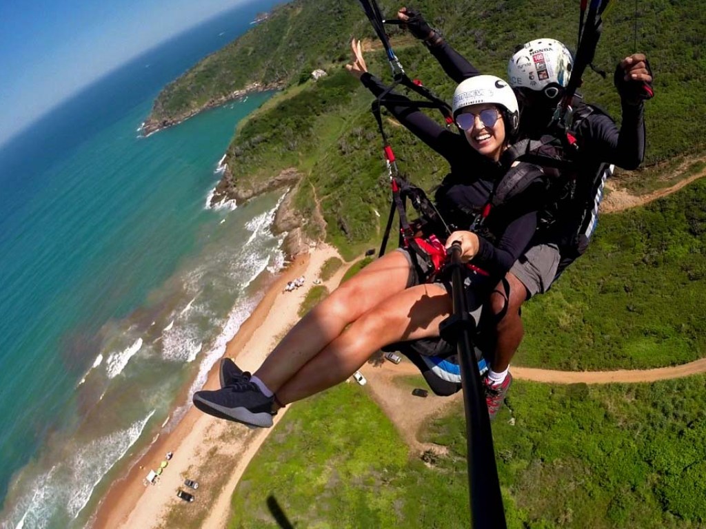 Paragliding in tandem flight in buzios